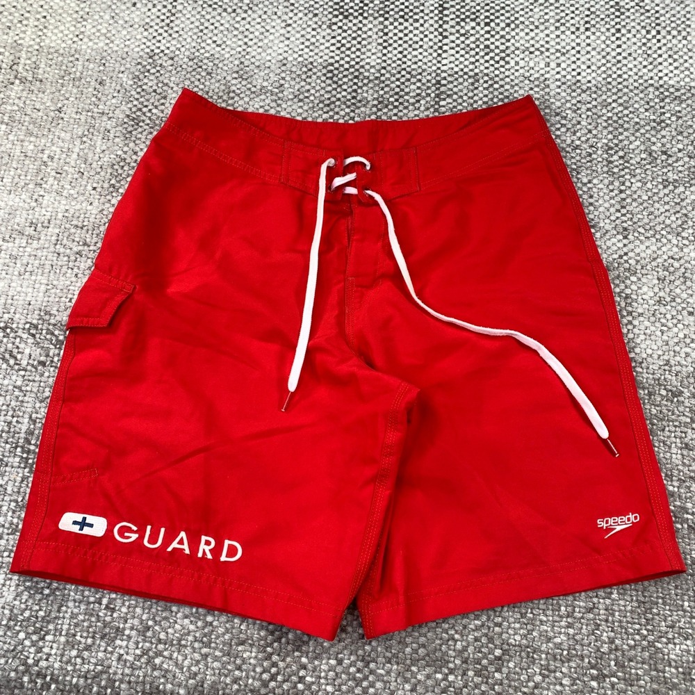 Speedo Board Shorts Mens 36 Red Cargo Pocket Swim Trunks 781202